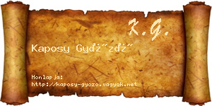Kaposy Győző névjegykártya
